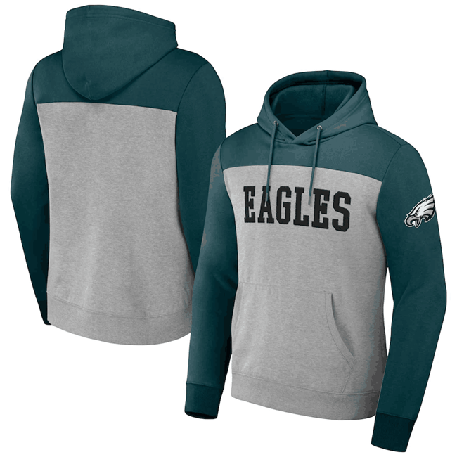 Philadelphia Eagles x Darius Rucker Collection Midnight Heather Gray Colorblock Pullover Hoodie